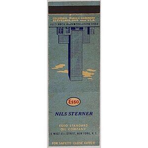 Vintage Matchbook Cover Nils Sterner Esso Standard Oil New York NY